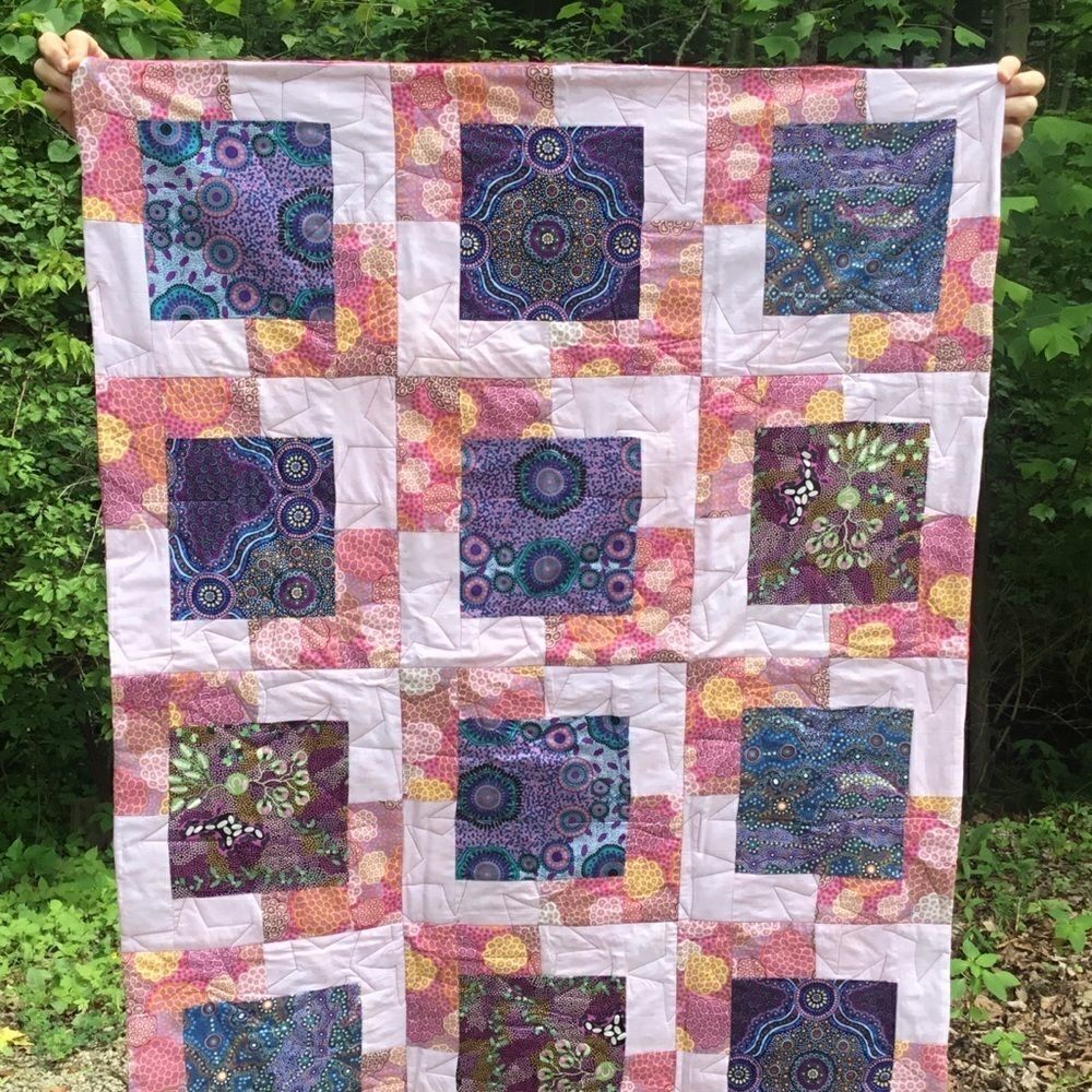 NWT Hand Crafted Purples & Pinks Quilt